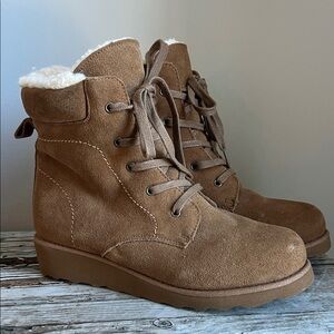 BEARPAW Phoebe Women's Tan Suede Ankle winter Boots 8 39